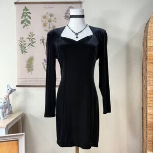 Vintage 80s 90s Velvet Bodycon Mini Dress Romantic Goth Vampire Sexy Witchy S 6